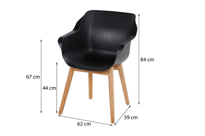 Hartman Sophie Studio dining armstoel - Carbon Black - Teak poot