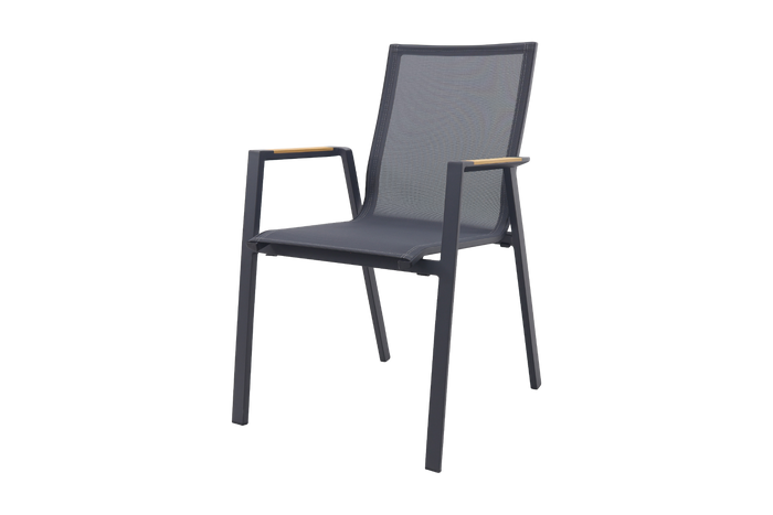 VDG Atmos stapelbare tuinstoel - Antraciet|Teak