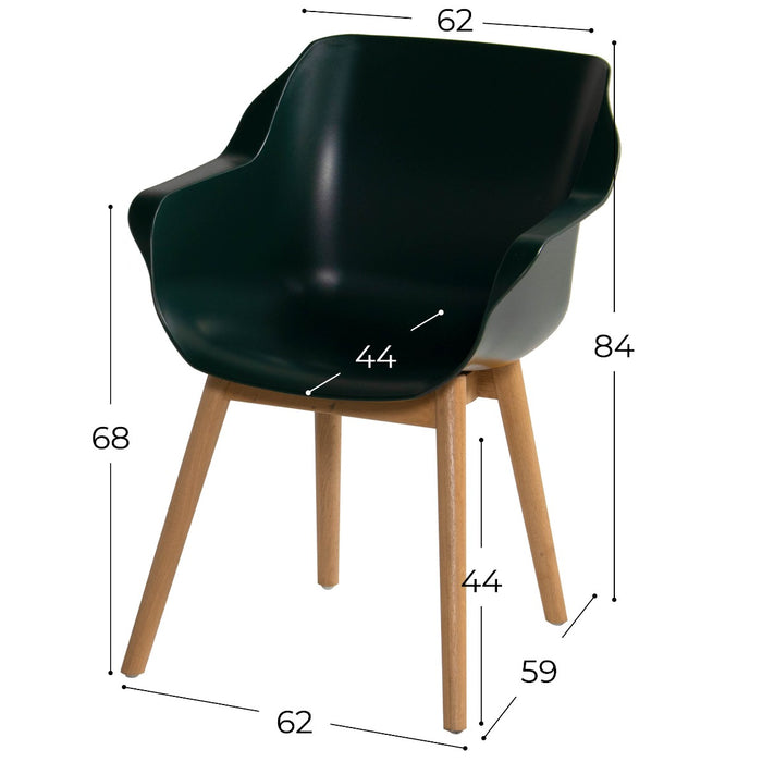Hartman Sophie Studio dining armstoel - Night Green - Teak poot