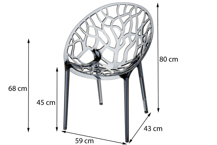 VDG Siesta Crystal stapelbare stoel - Black Transparant