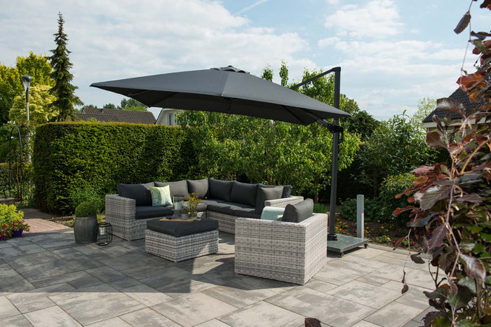 Garden Impressions Hawaii zweefparasol 300x300 c. black - donker grijs