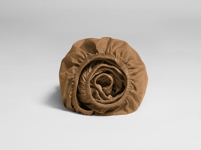 Yumeko hoeslaken katoen satijn caramel 180x210x30