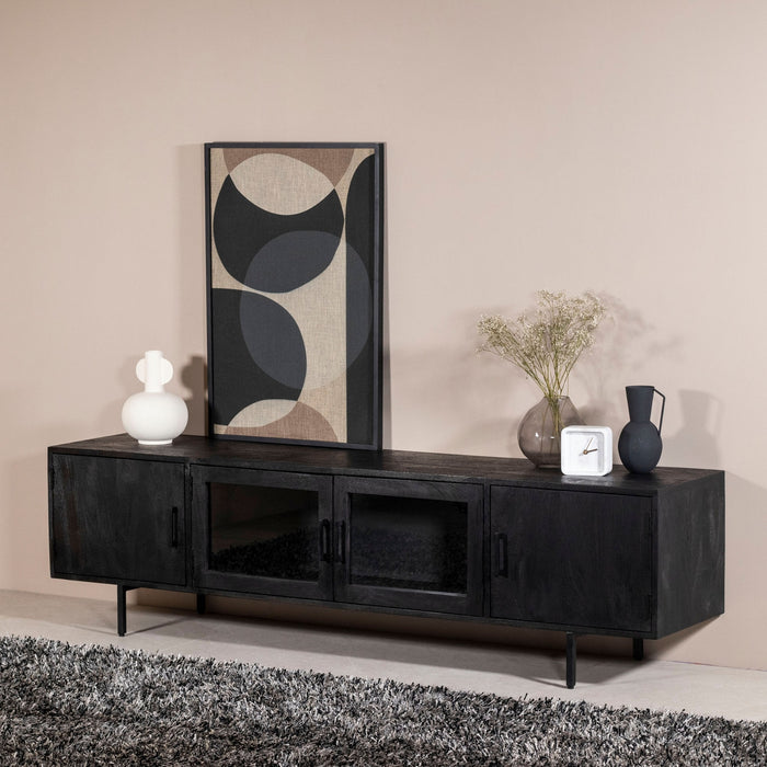 Giga Meubel - Tv-Meubel Zwart 200cm - Mangohout|Metaal