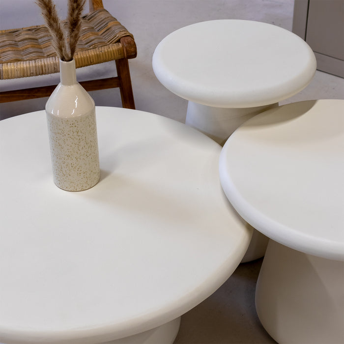 Giga Meubel - Bijzettafel Rond Beige - 35cm - Betonlook - Tafel Romy