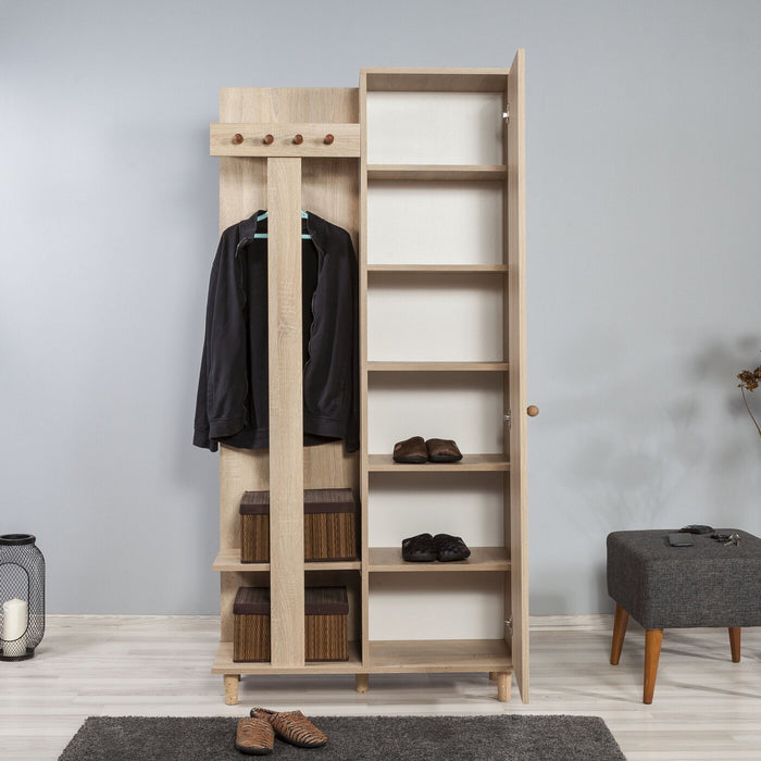 Giga Meubel - Garderobemeubel Eiken Hout - Gestreept - 90x36x194cm - Garmanto