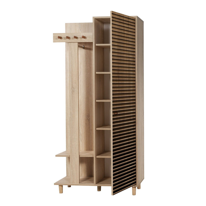 Giga Meubel - Garderobemeubel Eiken Hout - Gestreept - 90x36x194cm - Garmanto