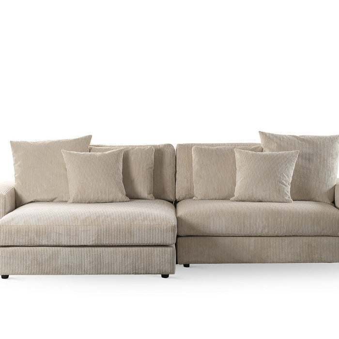 Giga Meubel - 3-Zitsbank Beige - 274x155x77cm - Ribstof - Bank Lincoln