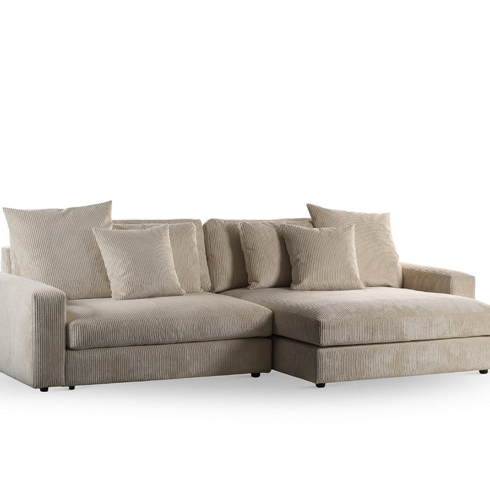 Giga Meubel - 3-Zitsbank Beige - 274x155x77cm - Ribstof - Bank Lincoln