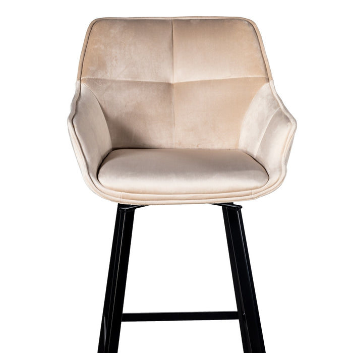 Giga Meubel - Barstoel Shannon Velvet Champagne Draaibaar - Set van 2