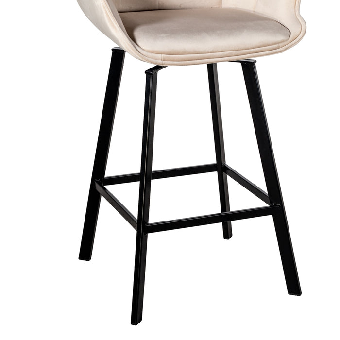 Giga Meubel - Barstoel Shannon Velvet Champagne Draaibaar - Set van 2