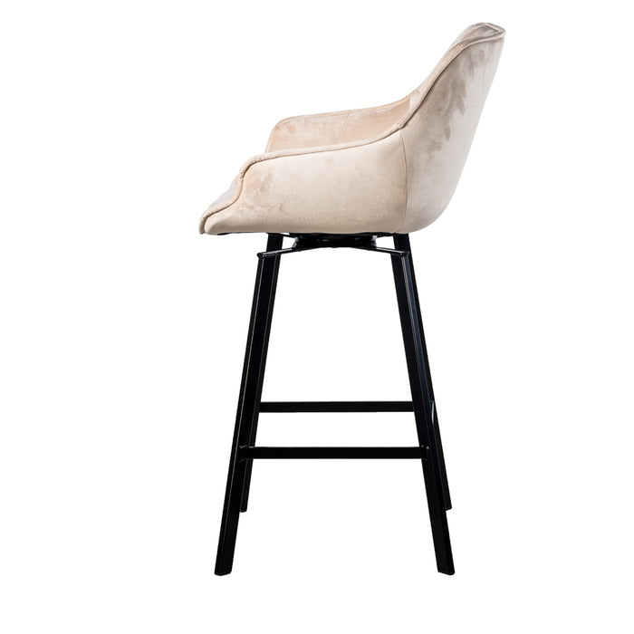 Giga Meubel - Barstoel Shannon Velvet Champagne Draaibaar - Set van 2