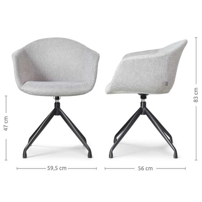 Nolon Nola-Otis Draaibare Eetkamerstoelen Set - Lichtgrijs - Zwart