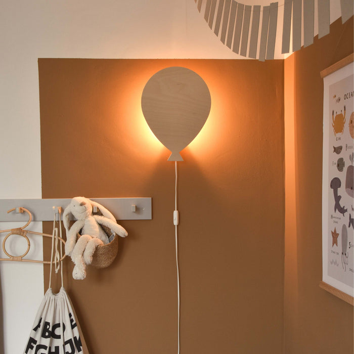 Houten wandlamp kinderkamer | Ballon - blank