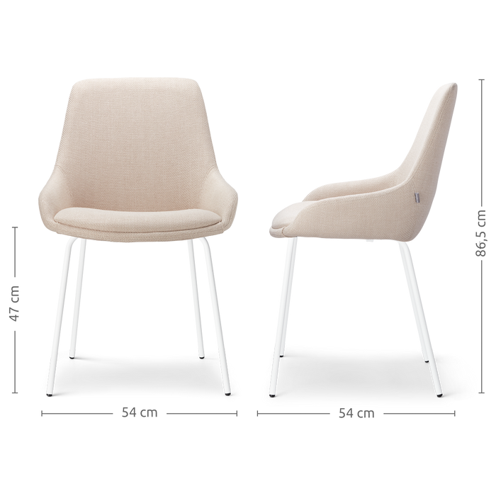 Nolon Nora-Isa Eetkamerstoel Beige - Stof - Wit Onderstel