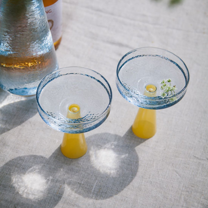 Brût Homeware, Coupe Claude, licht blauw | geel topaas, set van 2