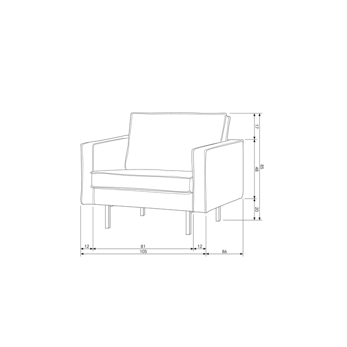 WOOOD Rodeo Fauteuil - Structure Velvet - Brass - 85x105x86