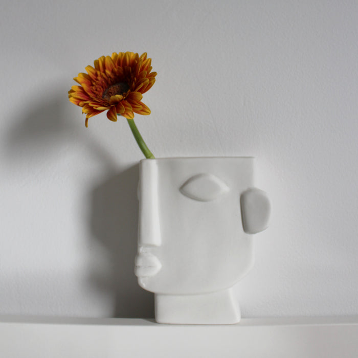 QUVIO Vaas - Gezicht - Wit