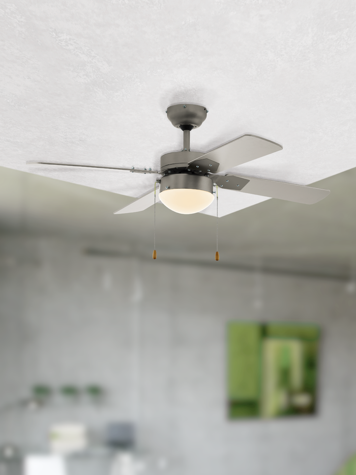 EGLO Gelsina Plafondlamp met Ventilator - 107cm - E14 - Nikkel mat