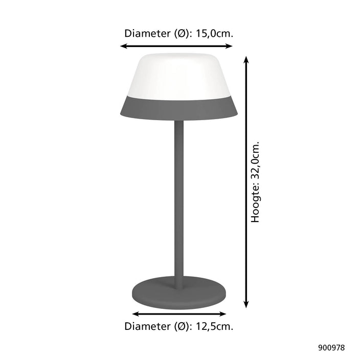 EGLO Meggiano Tafellamp - 32 cm - Grijs|Wit