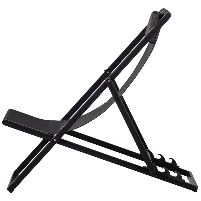 WOOOD Esper Strandstoel Buiten - Aluminium - Zwart - Set van 4