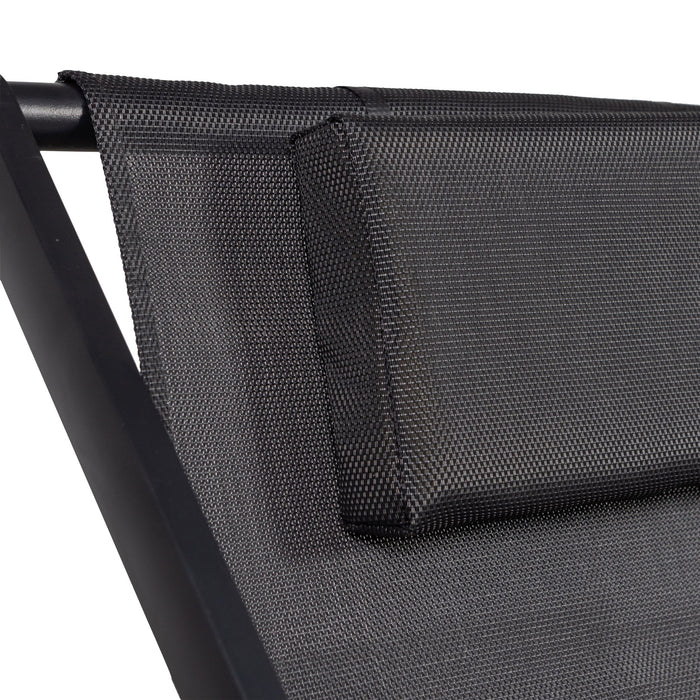 WOOOD Esper Strandstoel Buiten - Aluminium - Zwart - Set van 4