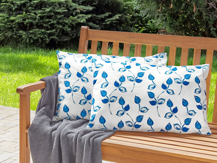 Beliani-TORBORA-Tuinkussen set van 2-Blauw|Wit-40 x 60 cm-Polyester