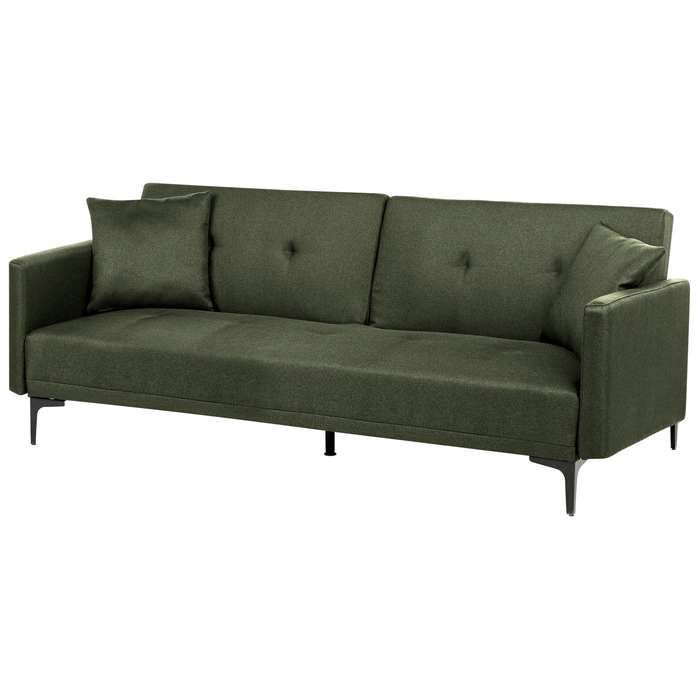 Beliani - LUCAN - Slaapbank 3-zits - Donkergroen - Polyester