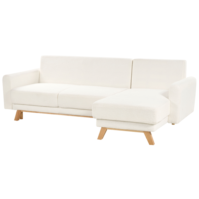 Beliani - SIRO - Slaapbank - Gebroken wit - Linkszijdig - Bouclé