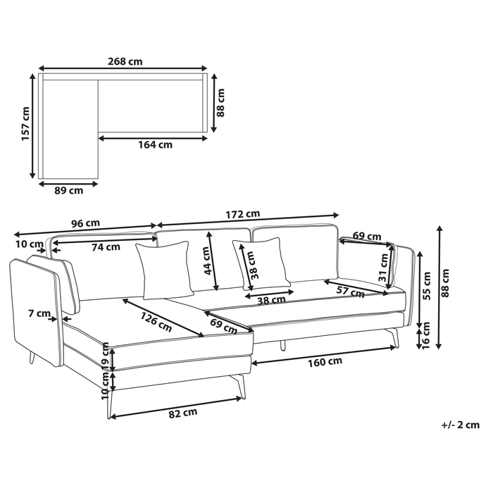 Beliani - ALTAN - Hoekbank - Lichtgrijs - Rechtszijdig - Fluweel