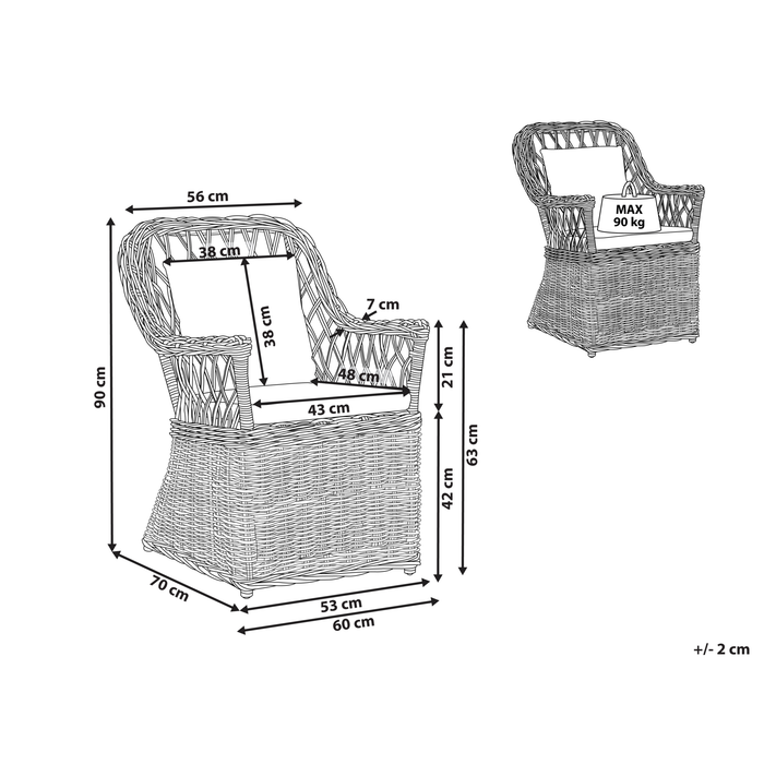 Beliani - MAROS - Tuinstoel - Natuurlijk - Rotan