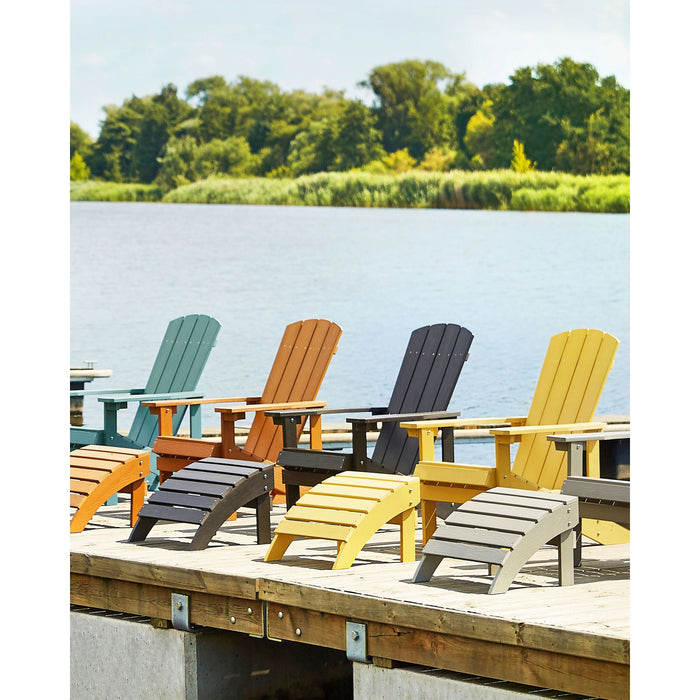 Beliani - ADIRONDACK - Tuinstoel met voetenbank - Grijs - Kunsthout