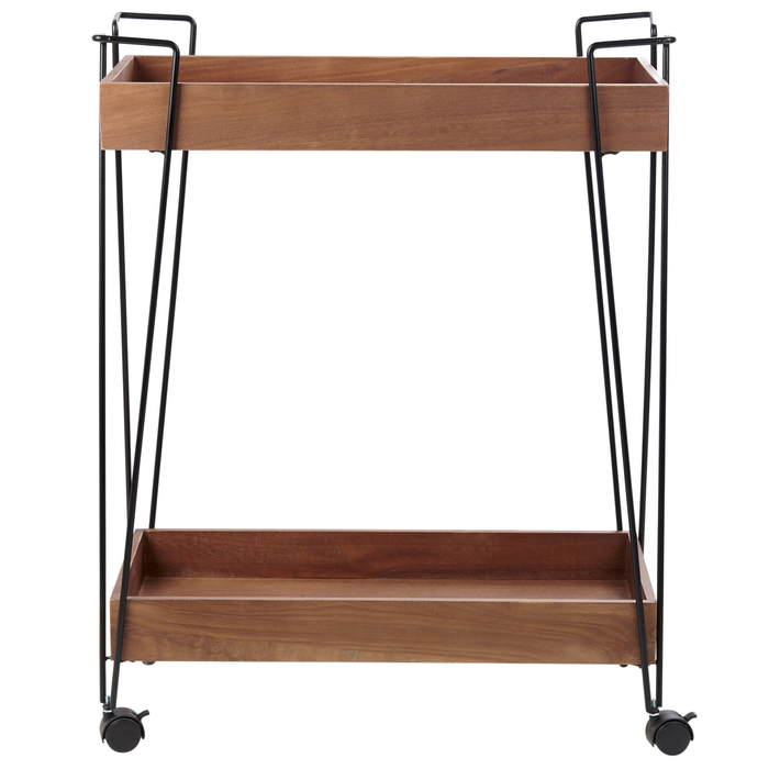 Beliani - BALME - Keukentrolley - Donkere houtkleur|Zwart - Metaal