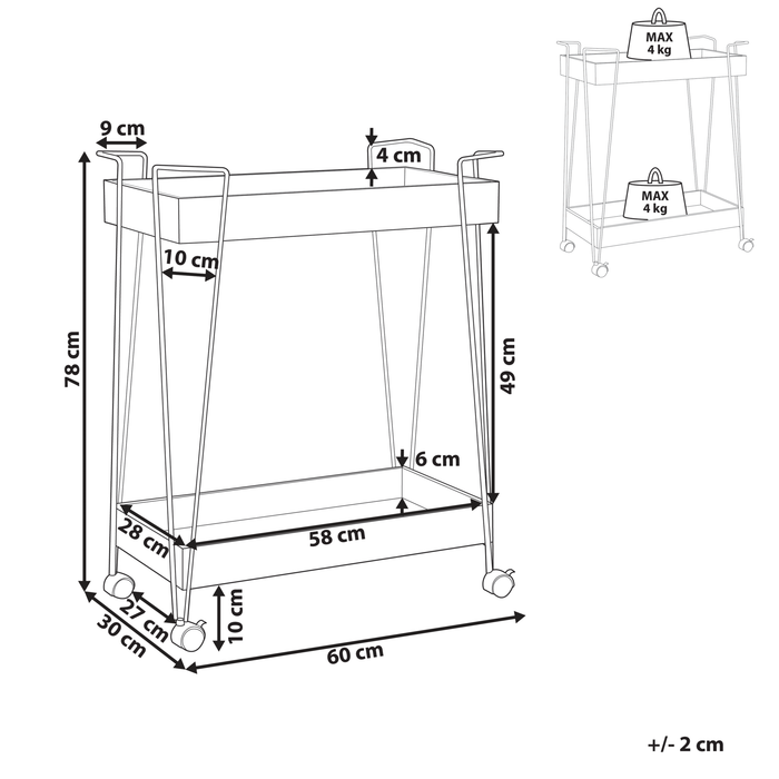 Beliani - BALME - Keukentrolley - Donkere houtkleur|Zwart - Metaal