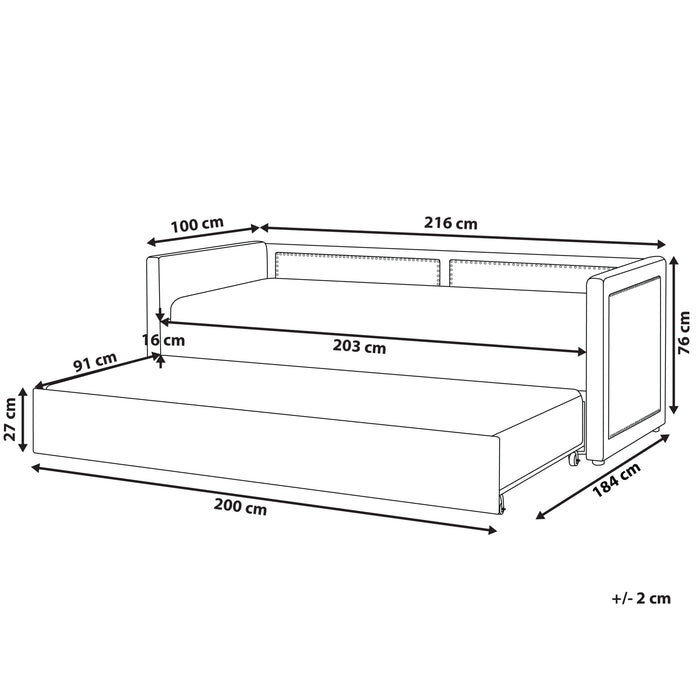 Beliani-MIMIZAN-Eenpersoonsbed-Donkergrijs-90 x 200 cm-Corduroy