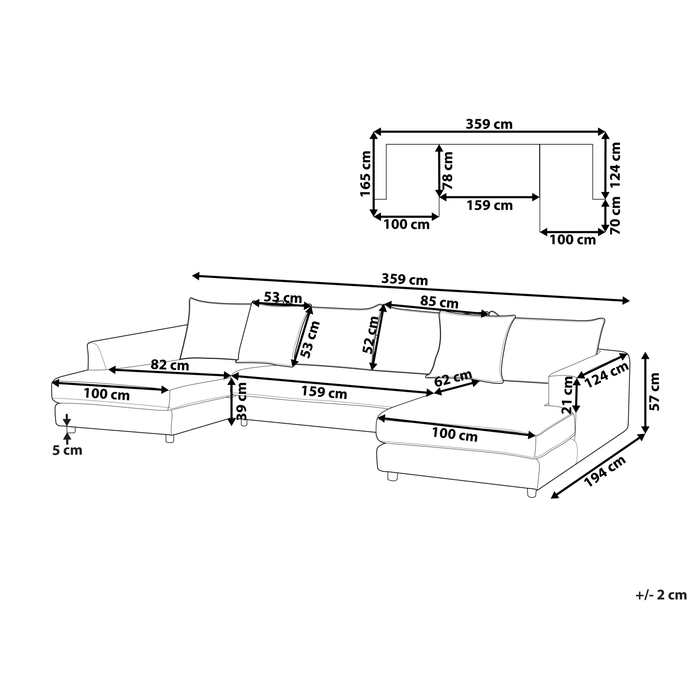 Beliani - LILVIKEN - Bank U-vormig - Beige - 5 persoons - Polyester