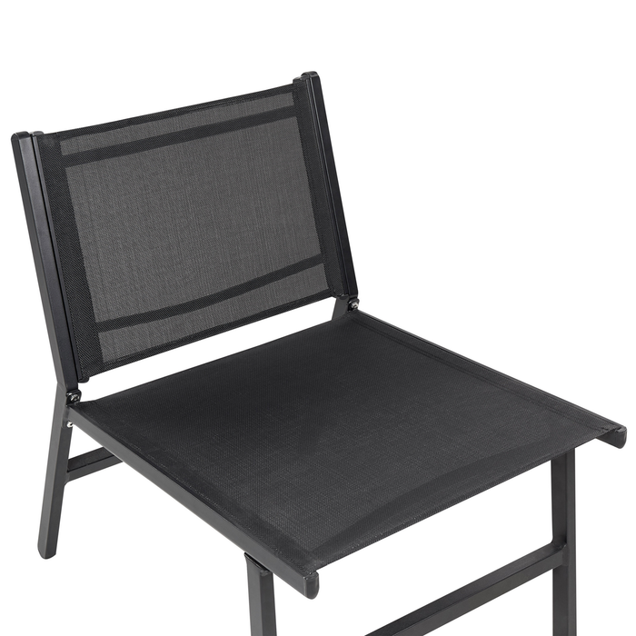 Beliani - MARCEDDI -Tuinstoel met voetenbank - Zwart - Textileen