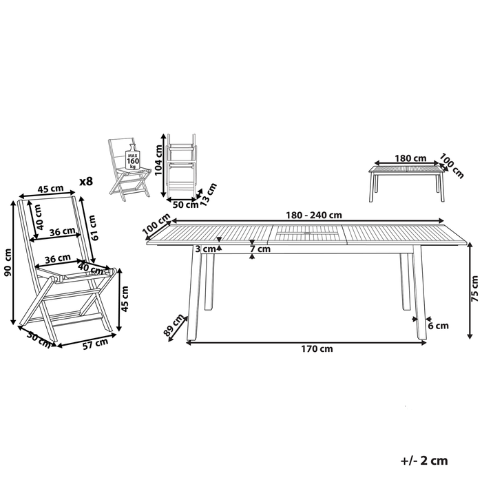 Beliani - CESANA - Tuinset voor 8 - Donkere houtkleur - Acaciahout