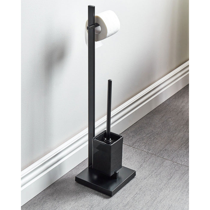 Beliani - ULAPES - Toiletrol en borstelhouder - Zwart - Staal