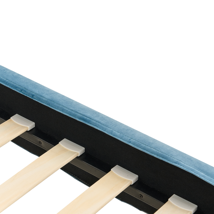 Beliani - FITOU - Eenpersoonsbed - Lichtblauw - 90 x 200 cm - Fluweel