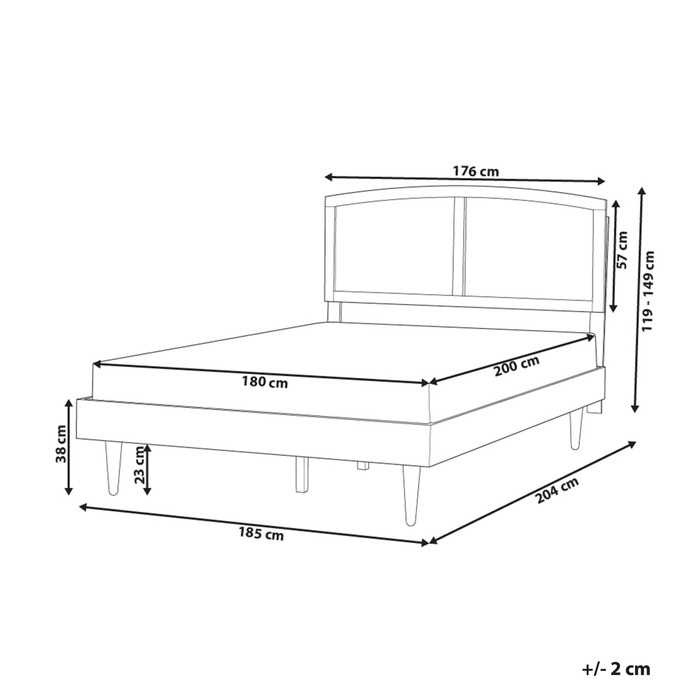 Beliani - VARZY - Bed - Lichtbruin - 180 x 200 cm - Rubberhout