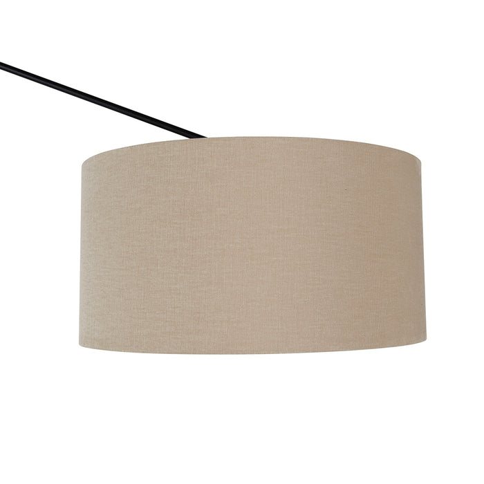 QAZQA Vloerlamp zwart met kap lichtbruin 50 cm verstelbaar - Editor