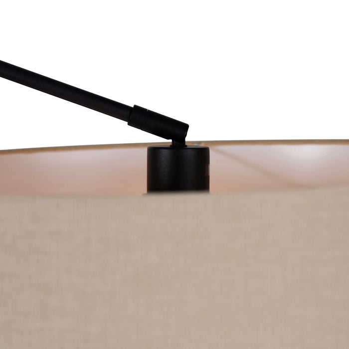 QAZQA Vloerlamp zwart met kap lichtbruin 50 cm verstelbaar - Editor