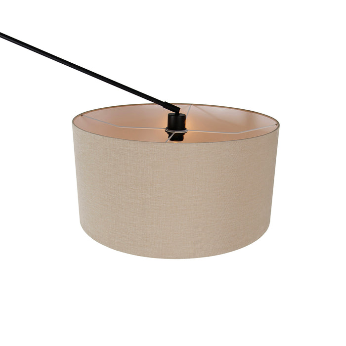 QAZQA Vloerlamp zwart met kap lichtbruin 50 cm verstelbaar - Editor