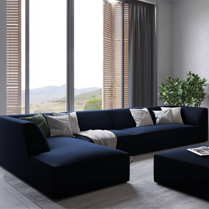 Windsor & Co Sao Hoekbank met Chaise Longue Links - 5-zits - Velvet - Koningsblauw