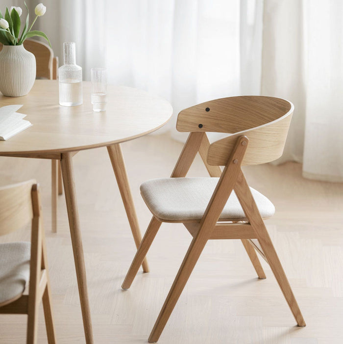 Rowico Home Waterton Houten Eetkamerstoel Naturel - Beige Zitting