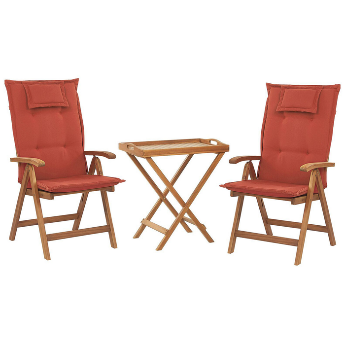 Beliani - JAVA - Bistroset voor 2 - Rood - Acaciahout