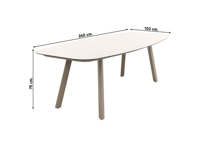 Taste Manolo tuintafel 240x103 cm. - Deens ovaal - Latte
