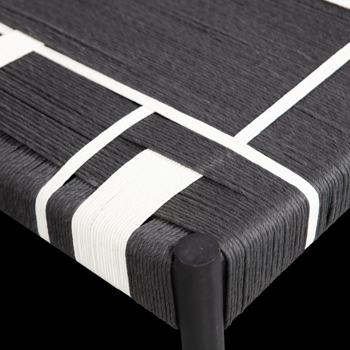 WOOOD Jessy Bankje - Mangohout|Koord - Zwart|Wit - 44x90x40