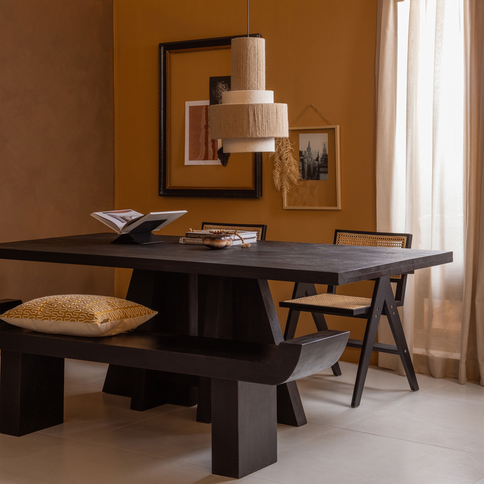 WOOOD Lox Bankje - Hout - Zwart - 35x183x53