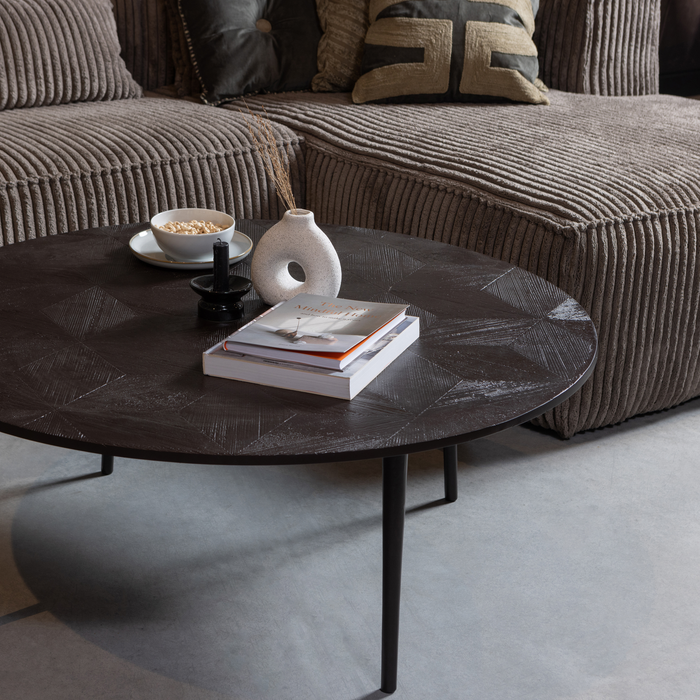 WOOOD Bean Hoekbank met Chaise Longue Rechts - Ribstof - Mud